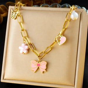 💖 Baddie Bow Charm Bracelet Set