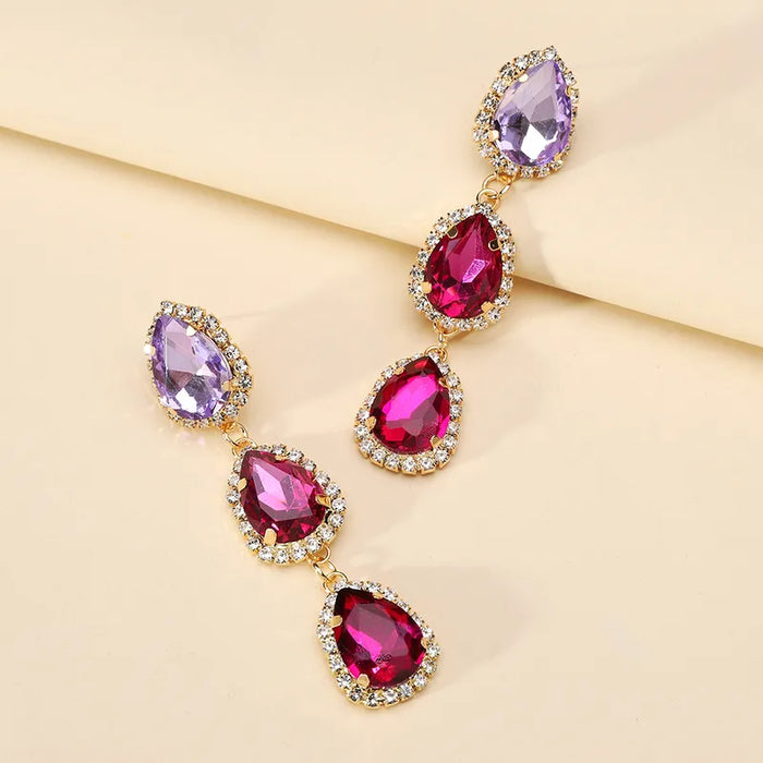 Crown Tear Drop Dangling Earrings