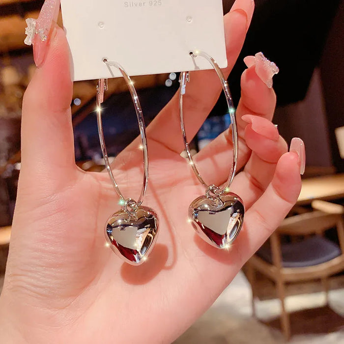 Silver Heart Charm chain and Earrings