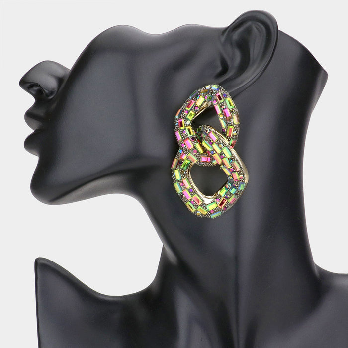 Figure 8 Baguette Oil Spill Earrings