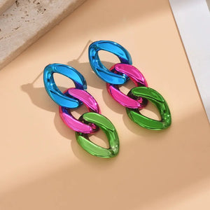 Metallic Hip Hop Link Necklace set