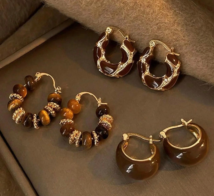 Toffee Twist 3 pair Earring Set