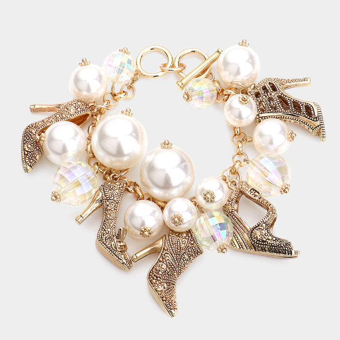 “Steppin’ Out Pearl Charm Bracelet” (Available in Gold & Silver)