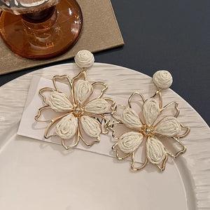 Woven Daisy Metal Drop Earrings