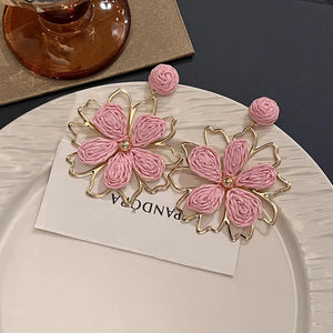 Woven Daisy Metal Drop Earrings