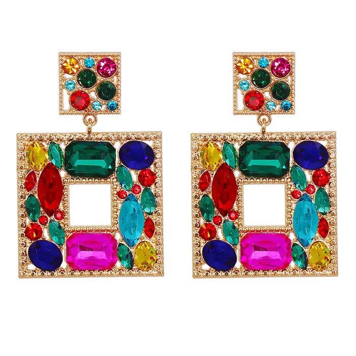 Rhinestone Pop Square Earrings