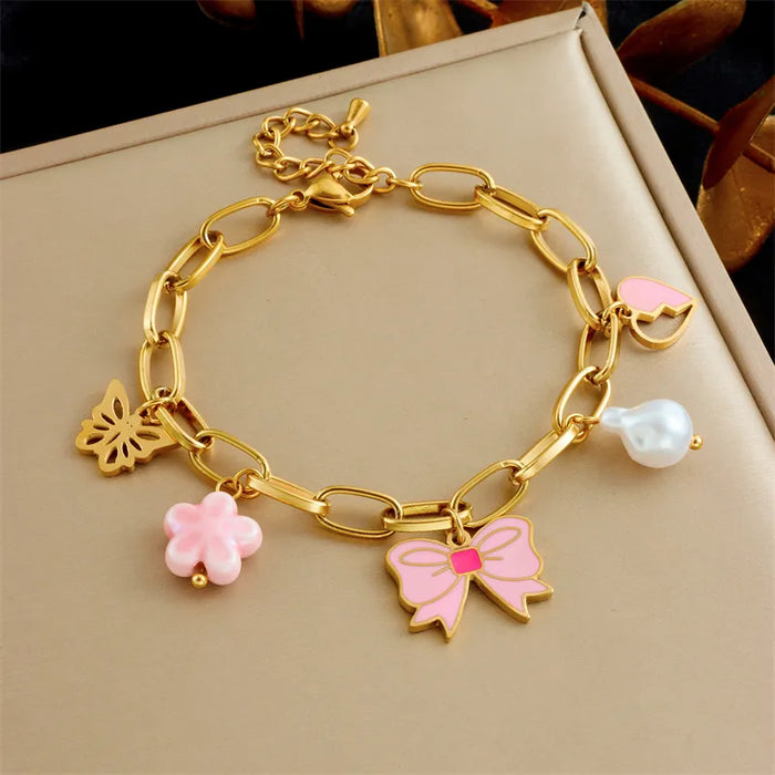 💖 Baddie Bow Charm Bracelet Set