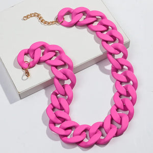 Chunky Matte Hip-Hip Link Chain Set