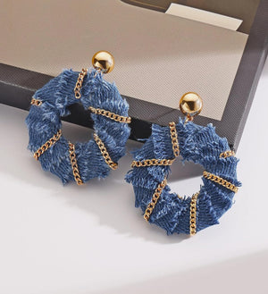 Ohhh Denim Chain Hoops