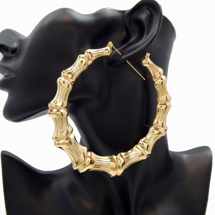 Golden Bamboo Baddie Hoops