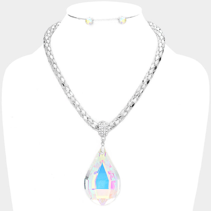 Iced Out Teardrop Necklace Set