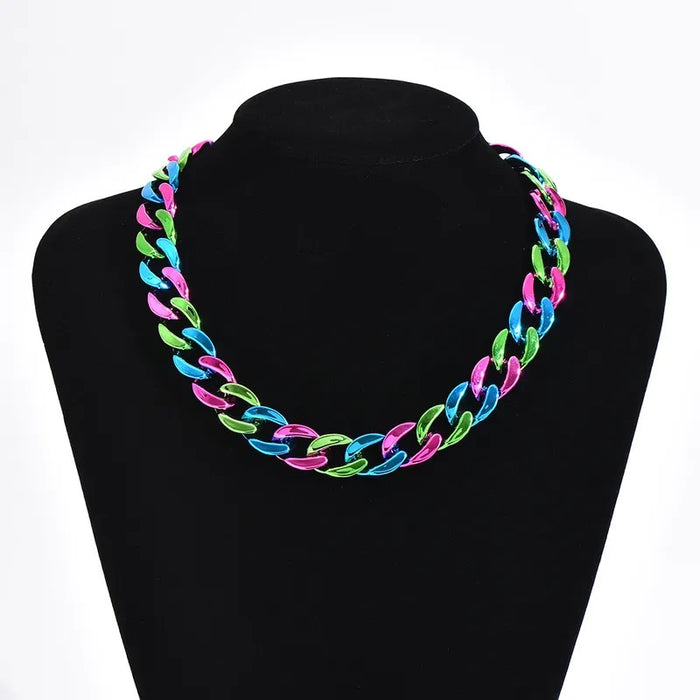Metallic Hip Hop Link Necklace set