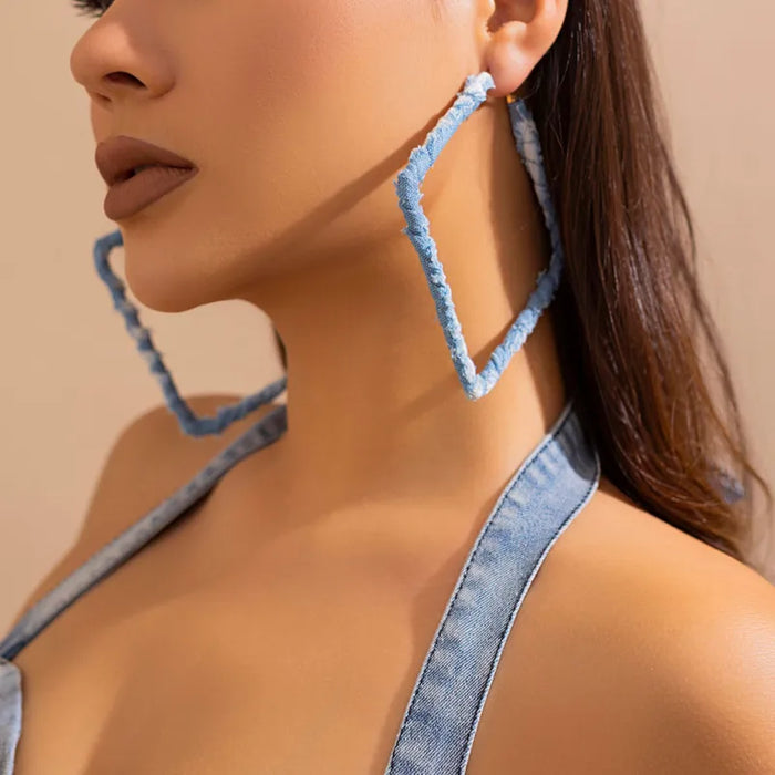 Large Denim Hoops