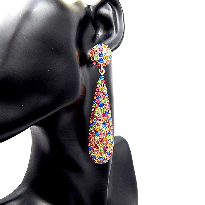 Rainbow Glam Teardrop Dangle Earrings