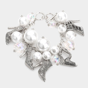 “Steppin’ Out Pearl Charm Bracelet” (Available in Gold & Silver)
