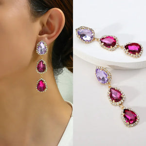 Crown Tear Drop Dangling Earrings