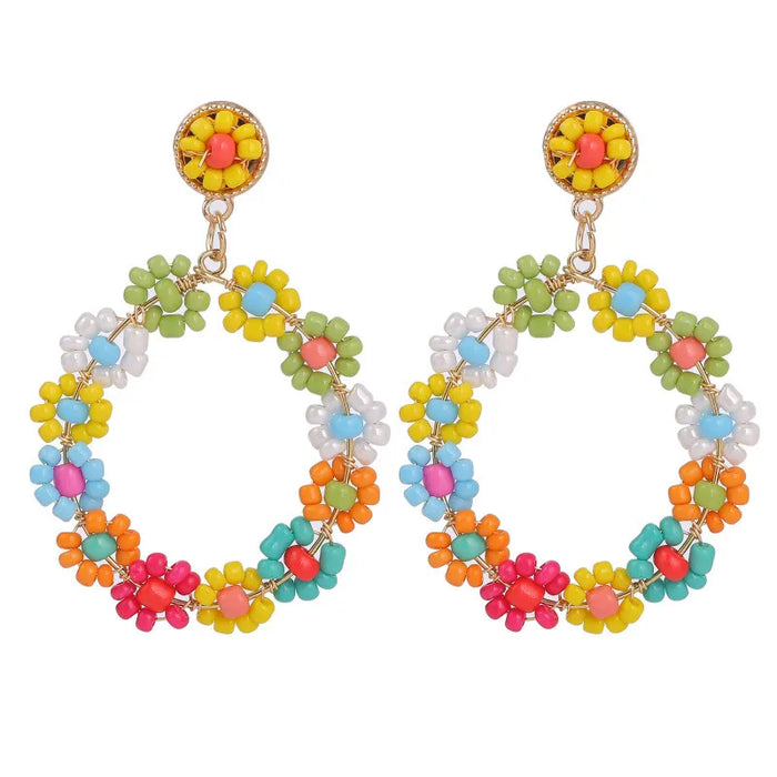 Daisy Loop beaded hoop earrings