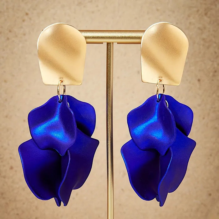 Satin Finish Petal Leaf Earrings
