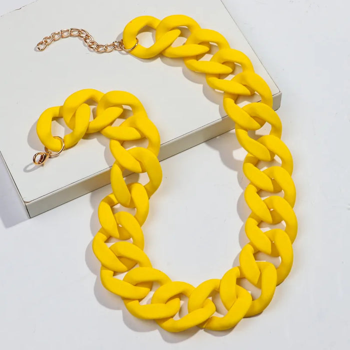 Chunky Matte Hip-Hip Link Chain Set
