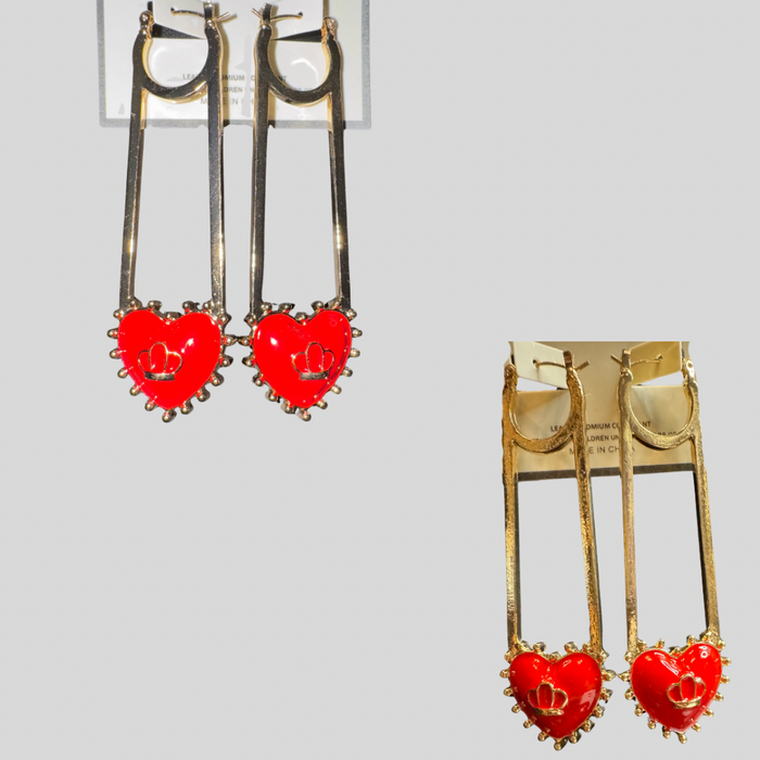Crowned Heart Drop Earrings”