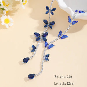 Sapphire Butterfly Vine necklace set