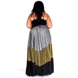 Pleated Full Length Maxi Skirt