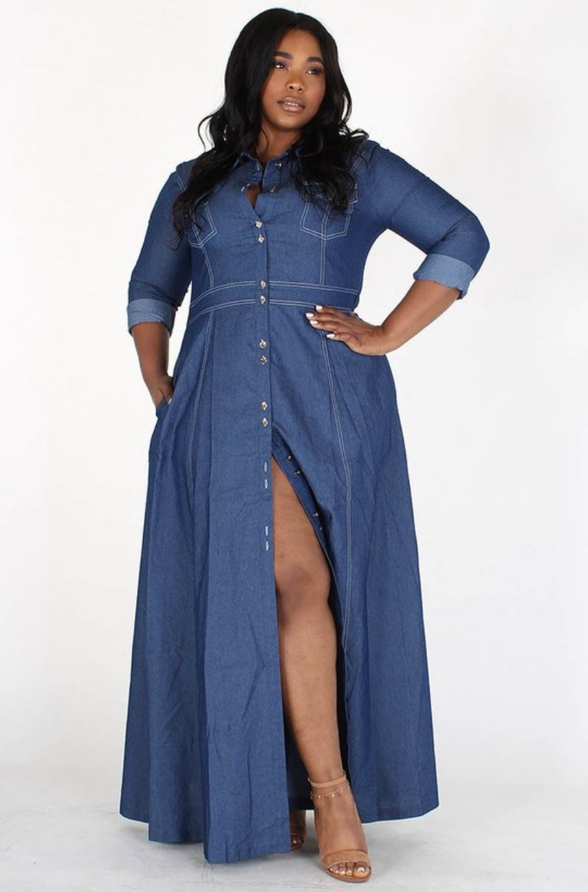 Winter Denim Maxi Dress Lay It On Thick Boutique Winter Denim Maxi Dress Lay It On Thick Boutique