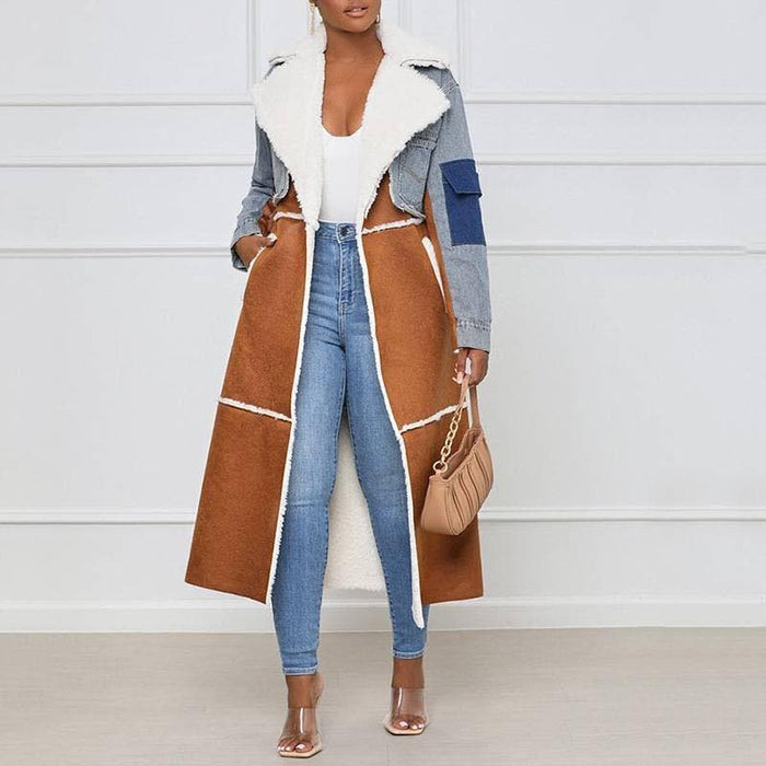 Perfect Collision Denim and Shearling Coat